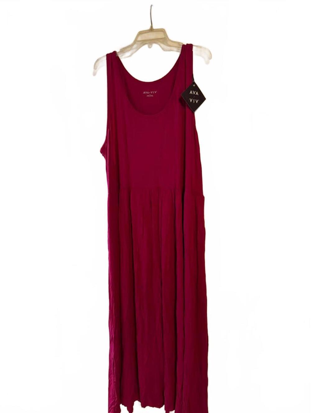 AVA & VIV Sleeveless Maxi Dress 4X Fuchsia